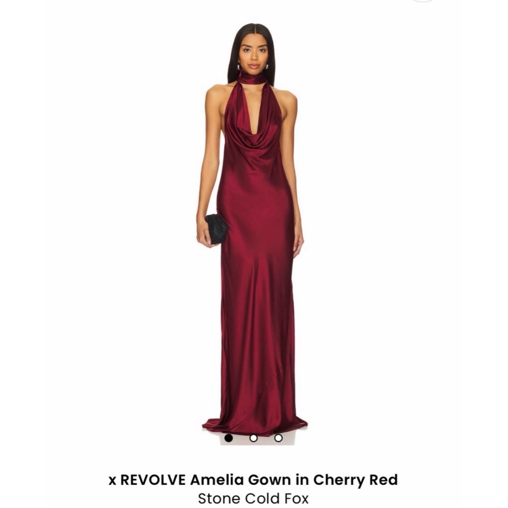 Stone Cold Fox Burgundy Halter Gown